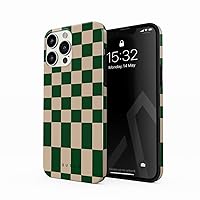 BURGA Phone Case Compatible with iPhone 14 PRO MAX - Hybrid 2-Layer Hard Shell + Silicone Protective Case -Green Checkers Pattern Chess - Scratch-Resistant Shockproof Cover