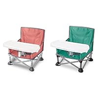 Pop 'N Sit Portable Booster Chair, Coral & Gray and Teal - Booster Seat for Indoor/Outdoor Use, Floor Seat, and Toddler Booster