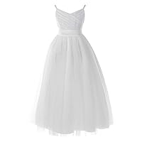 YiZYiF Kids Big Girls V Neck Tulle Flower Dress A Line Wedding Pageant First Communion Gown