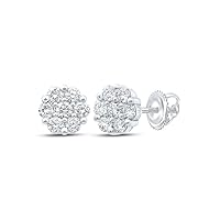 14K White Gold Diamond Flower Cluster Earrings 2-7/8 Ctw.