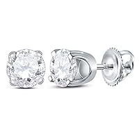 The Diamond Deal 14kt White Gold Unisex Round Diamond Solitaire Stud Earrings 7/8 Cttw