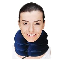 Comfortable Cervical Neck Traction Device - Inflatable & Adjustable Collar Brace - Chronic & Acute Pain Relief at Home Therapy - Neck Stretcher for Men & Women
