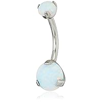 Body Candy Women's Stainless Steel White Synthetic Opal Internally Threaded Belly Body Piercing Ring 7/16