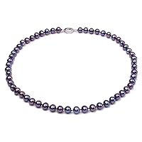 JYX Pearl Double Strand Necklace AA+ Quality 8mm Black Cultured Freshwater Pearl Necklace 18