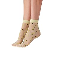 Women's Lemon Sheer Socks- perfect sheer ankle socks for spring, Yellow (Multi), One Size