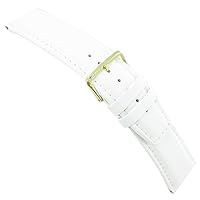 22mm Milano Padded Stitched Genuine Leather White Replacement Watch Band Strap