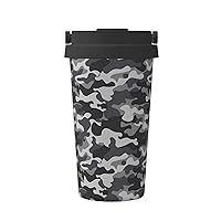 Abstract Camouflage Print Thermal Coffee Mug,Travel Insulated Lid Stainless Steel Tumbler Cup For Home Office Outdoor