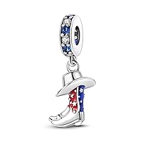 Red&Blue Cowboy Boot Dangle Charm For Bracelet Sterling Silver Charm Mothers Day's Gift, Women Jewelry. Cowboy Charm, red and blue charm…