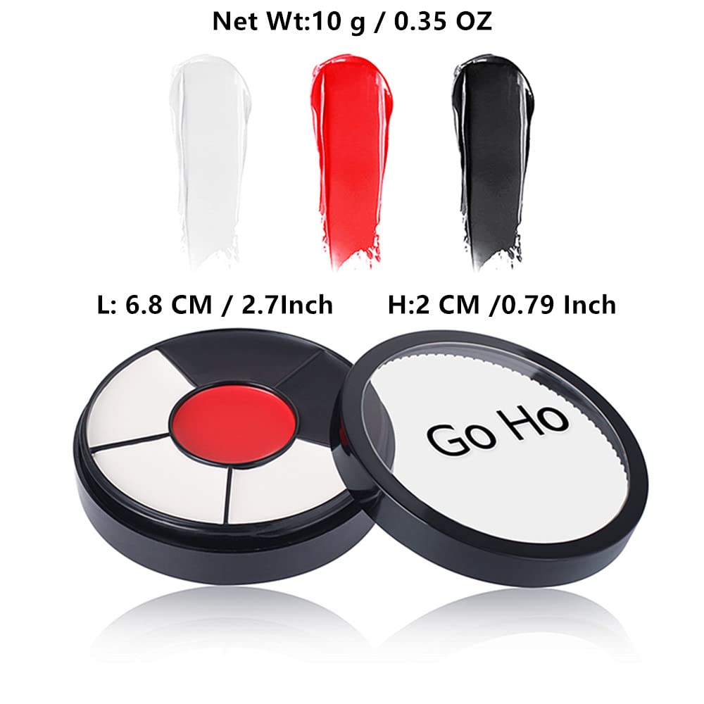 Go Ho Clown White Face Body Paint Makeup,Professional Red White Black Eye Black Football/Softball,Clown White Oil-based Face Paint for Halloween Cosplay FX Makeup,3 In 1 Face Painting for Clown Eyeblack Baseball Sports