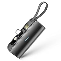 Mobile Battery, Lightweight, Small, 5,000 mAh, MFi/PSE Certified, 3.5 oz (98.5 g), Lightning & Type-C Connector, Power Storage Cable, Direct Charge, 2.4A, Rapid Charge, iPhone, Android, iPad, AirPods