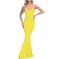Womens Spaghetti Strap Long Mermaid Dress Evening Party Formal Wedding Guest Dresses Summer Bodycon Maxi Dress