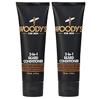 Woody's 2-in-1 Beard Conditioner, Softens and Conditions Dry, Coarse and Flakey Facial Hair, with Vitamin E, Panthenol, and Matrixyl to Soothe Facial Scruff and Skin, 4 fl oz - 2 pack