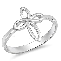 Infinity Love Knot Cross Christian Ring New .925 Sterling Silver Band Sizes 5-10