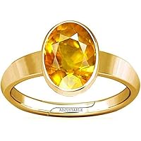 10.25-10.50 Carat Yellow Sapphire Pukhraj Gemstone Panchdhatu Adjustable Plain Design Ring for Men and Women