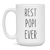 Best Popi Ever Ceramic Coffee Mug for Men, 15-Ounce White