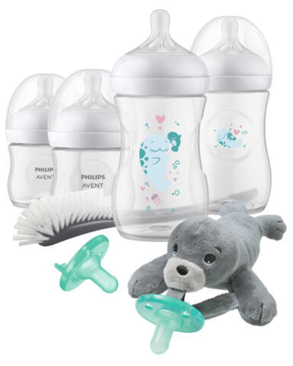 Philips AVENT Natural Baby Bottle with Natural Response Nipple, Gift Set Sea Design, SCD838/05