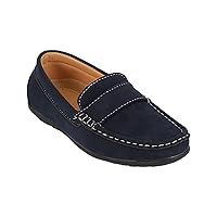 Boys Faux Suede Slip On Loafer Wedding Classic Smart Casual Moccasin Flat Shoes