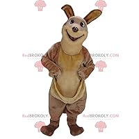 Funny and realistic brown kangaroo REDBROKOLY Mascot