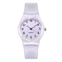 Transparent Silicone Ladies Watch, Colorful Simple Fashionable Digital Scale Quartz Watch Student Watch, Gift for Women Daughter and Student