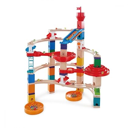 Hape Wooden Quadrilla Super Spirals Marble Run STEM Building Blocks Toy for Kids