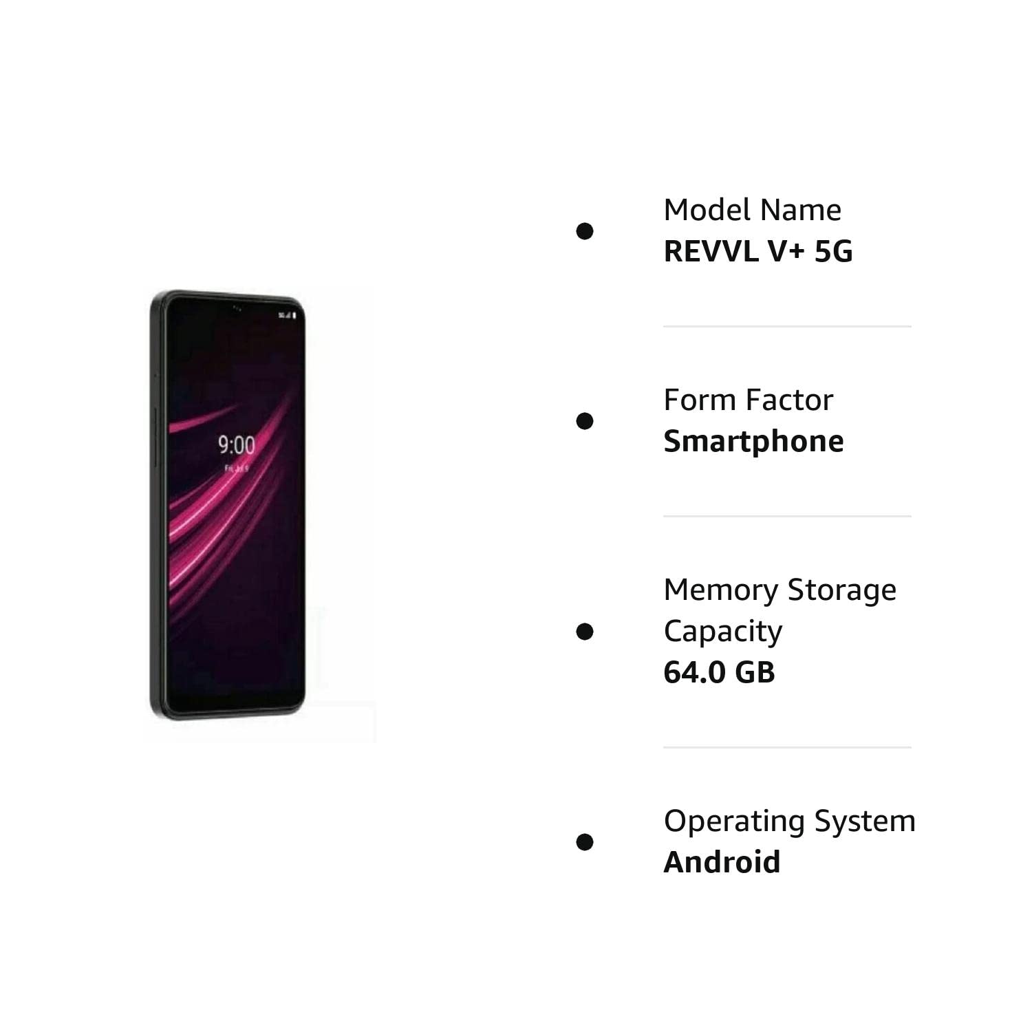 T-Mobile REVVL V+ 5G Android 64GB Smartphone - Nebula Black (Renewed) (T-Mobile)