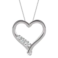 0.50ct Brilliant Round Cut, VVS1 Clarity, Moissanite Diamond, 925 Sterling Silver, Heart Pendant Necklace with 18