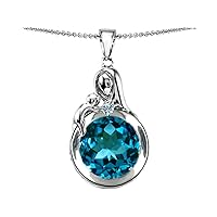 Sterling Silver Loving Mother with Child Family Pendant with Round 10mm