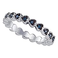 The Diamond Deal Sterling Silver Black Color Enhanced Diamond Heart Near-Eternity Wedding Anniversary Band Ring 1/4 Cttw