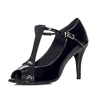 Women's T-strap Peep Toe Snakeskin Synthetic Salsa Tango Social Latin Dance Wedding Shoes
