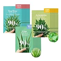 BRING GREEN Tea Tree + Green Aloe 90% + Artemisia 90% Fresh Mask (10 Count Each) Bundle