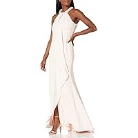 Calvin Klein Women's Halter Neck Gown with Draped Front & Beading
