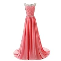 Elegant Chiffon Bridesmaid Prom Dress with Sparkling Embellished
