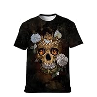 Mens Novelty-Cool T-Shirt Graphic-Tee Funny-Vintage Skull Short-Sleeve: Softstyle Shirts Comfortable Summer Stylish Birthday