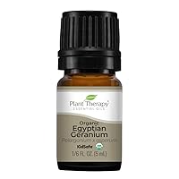 Plant Therapy Organic Egyptian Geranium Essential Oil 100% Pure, USDA Certified Organic, Undiluted, Natural Aromatherapy, Therapeutic Grade 5 mL (1/6 oz)