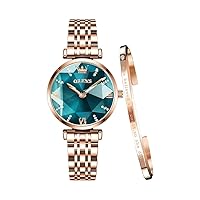 OLEVS Women's Watches Analogue Quartz Wrist Watches with Diamond Small Face Gold Stainless Steel Strap Waterproof Watch