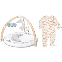 aden + anais Gift Set Bundle - Play and Discover Baby Activity Gym - Snuggle Knit Baby Boy Long Sleeve Zipper, Rosettes, 0-3M