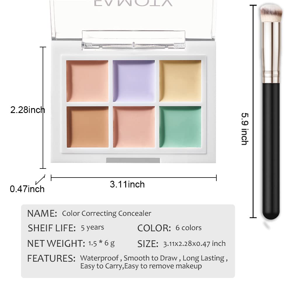 6 Color Correcting Concealer Palette With Concealer Brush, Tattoo Concealer, Cream Contouring Makeup Kit, Corrects Dark Circles Red Marks Scars,Longwear&Easy to Apply, Highlight and Contour, Light Mediumor creamy concealer for mature skin A1 Adjust Skin
