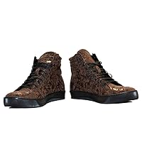Modello Falleno - Handmade Italian Mens Color Brown Fashion Sneakers Casual Shoes - Cowhide Smooth Leather - Lace-Up