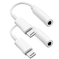 [Apple MFi Certified] 2 Pack for iPhone 3.5mm Headphones Adapter, Lightning to 3.5 mm Headphone/Earphone Jack Converter Audio Aux Adapter Dongle Compatible with iPhone 14 13 12 11 Pro XR XS Max X 8 7