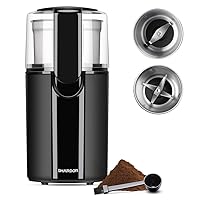 SHARDOR Coffee Grinder Electric, Spice Grinder Electric, Herb Grinder, Grinder for Coffee Bean Spices and Seeds with 2 Removable Stainless Steel Bowls, Black