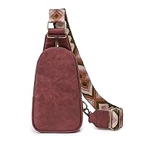Sling Bag for Women Chest Purse Fanny Pack Hobo Crossbody Purses Hobo with Wide Guitar Strap Belt (wine red)