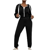 Women's 2 Piece Tracksuit Set Stylish Zipper Outfits Hooded Zip Jacket and Jogger Pants Sets Sweatsuits with Pocket