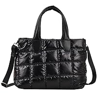 Women Padded Shoulder Bag Large Capacity Quilted Casual Satchel Bag Soft Lightweight Metallic Color for Female Out