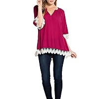 Women's Blouse Bell Sleeve Lace Detail