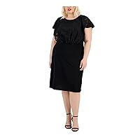 Connected Apparel Womens Plus Ruched Calf Midi Dress