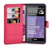Book Case Compatible with HTC Desire 816 in Candy Apple RED - with Magnetic Closure, Stand Function and Card Slot - Wallet Etui Cover Pouch PU Leather Flip