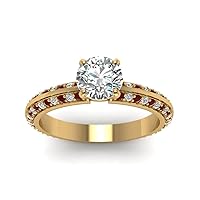 Choose Your Gemstone Knife Edged Ring yellow gold plated Round Shape Side Stone Engagement Rings Gemstone Wedding Promise Gift Casual Wear Party Wear Daily Wear Office Wear US Size 4 to 12