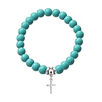 Cross Turquoise Bracelets for Women Men's Fashion Jewelry Handmade Beads Chain Bracelet Bangle Accessories