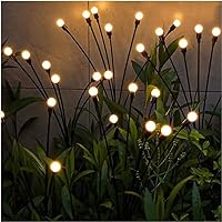 Solar Starburst Swaying Garden Light,Solar Powered Firefly Lights Outdoor Waterproof,Swaying When Wind Blows Solar Lights Outdoor Decorative String Lights (4PC, Warm White)