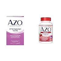 AZO Urinary Tract Infection Test Strip + Vaginal pH Test Kit Bundle with 100 Sugar Free Cranberry Softgels for Urinary Tract Health